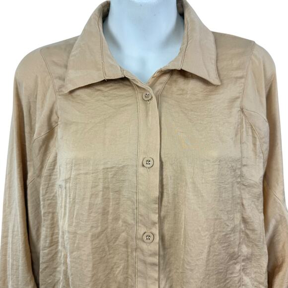 Davi & Dani Womens Satin Balloon Long Sleeve Button Up Collared Shirt Top sz M - Picture 5 of 16